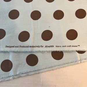 JoAnn store material light blue brown polkadot pattern 100% cotton fabric